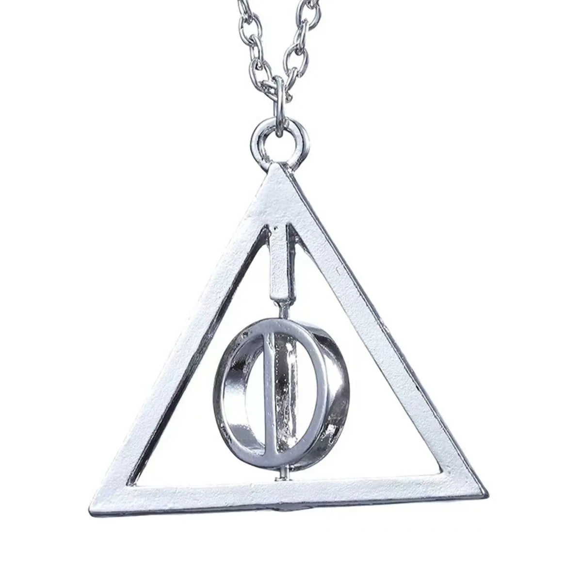 Fashion New Deathly Hallows Magic Triangle Rotatable Necklace Golden Swivel Necklace Pendant Movie Necklace Jewelry