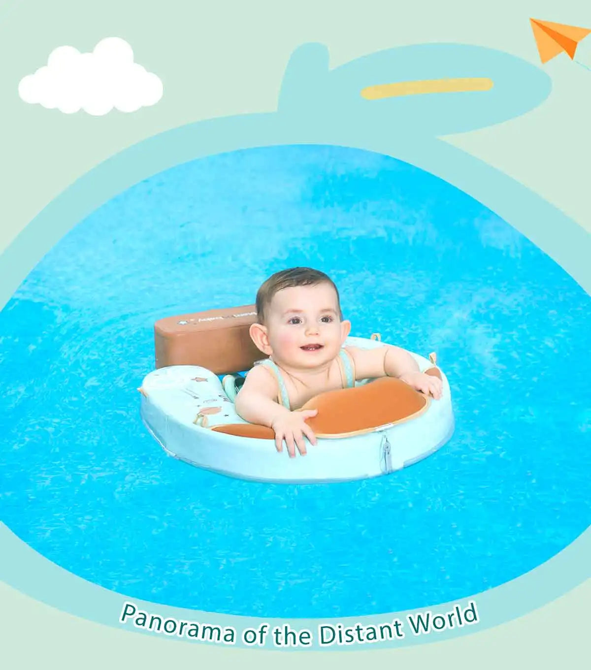 Mambobaby Baby Foldable Float Inflatable Free with Sun Canopy Safe Crotch Strap Pool Swim Ring Swim Tube Children's Sea Wheel