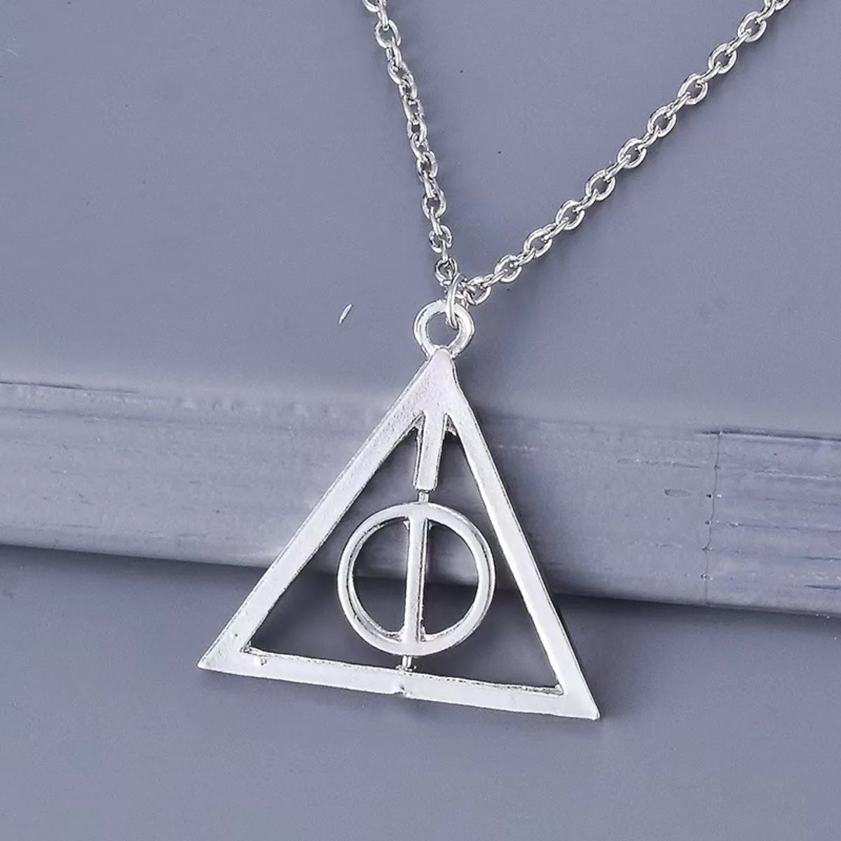 Fashion New Deathly Hallows Magic Triangle Rotatable Necklace Golden Swivel Necklace Pendant Movie Necklace Jewelry