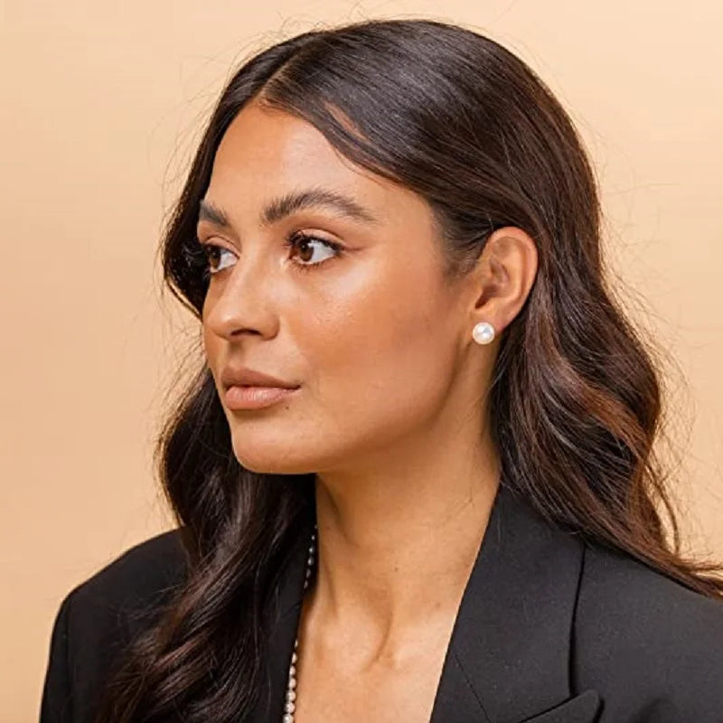 100% Natural Freshwater Pearl Stud Earrings Real 925 Sterling Sliver Earring Cultured White Pearl For Women Earring Jewelry