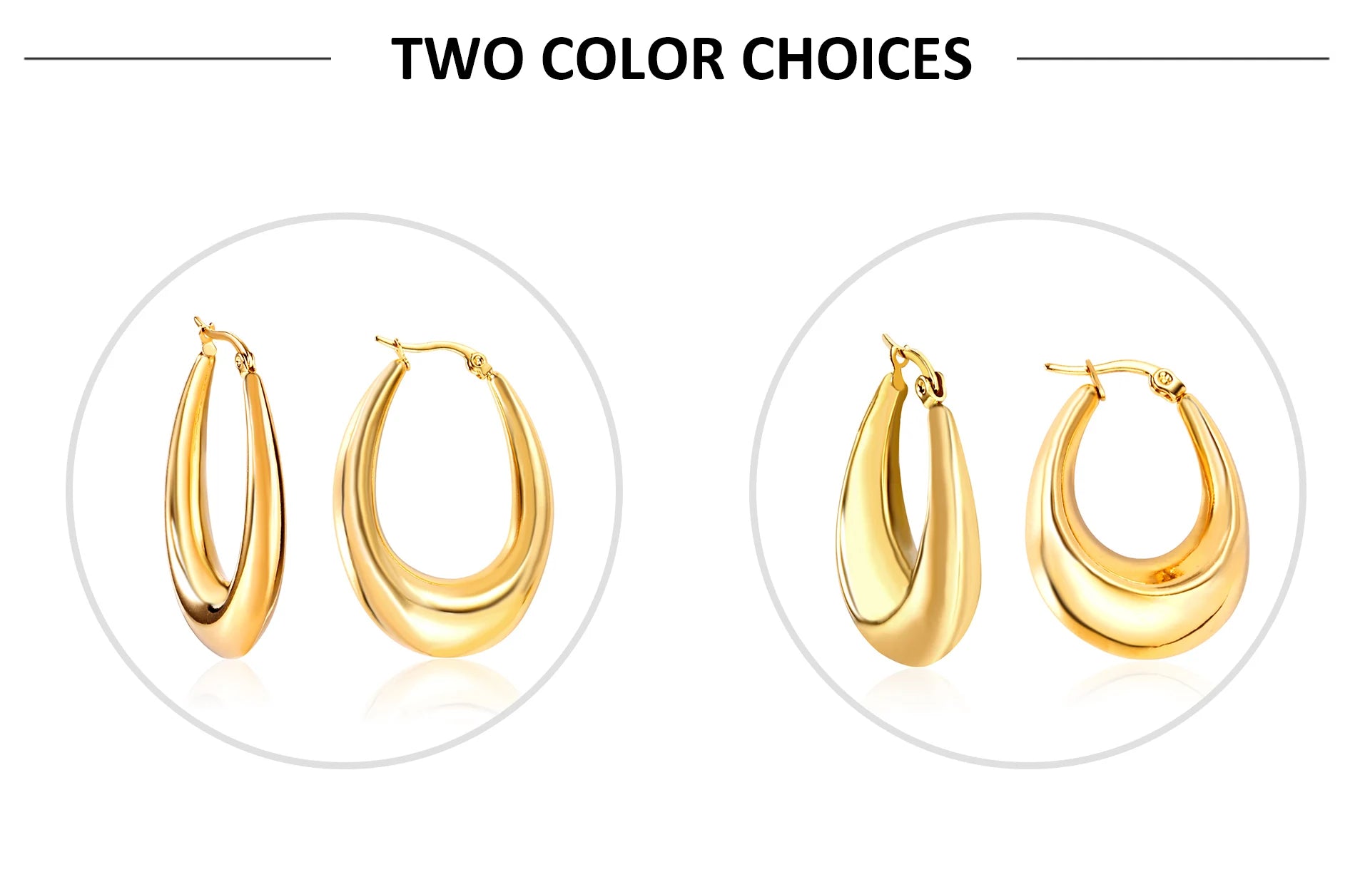 LUXUSTEEL Gothic Gold Color Oval Hoop Earrings For Women Stainless Steel Ear Jewelry Accessories Brinco Party Gift 10mm 13mm 20m