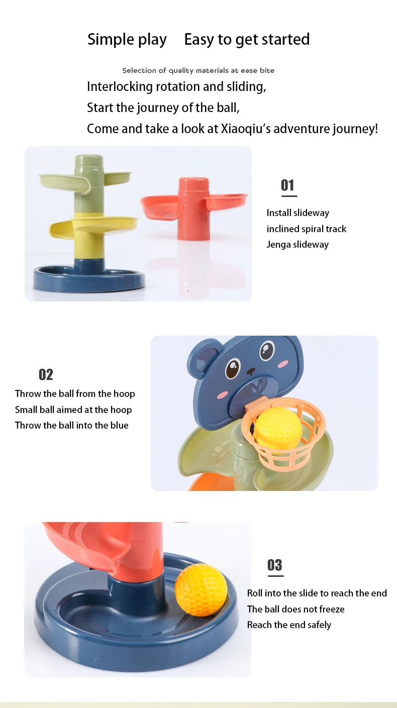 Baby Toys Rolling Ball Pile Tower Early Educational Toy For Babies Rotating Track Educational Baby Gift Stacking Toy For Kids