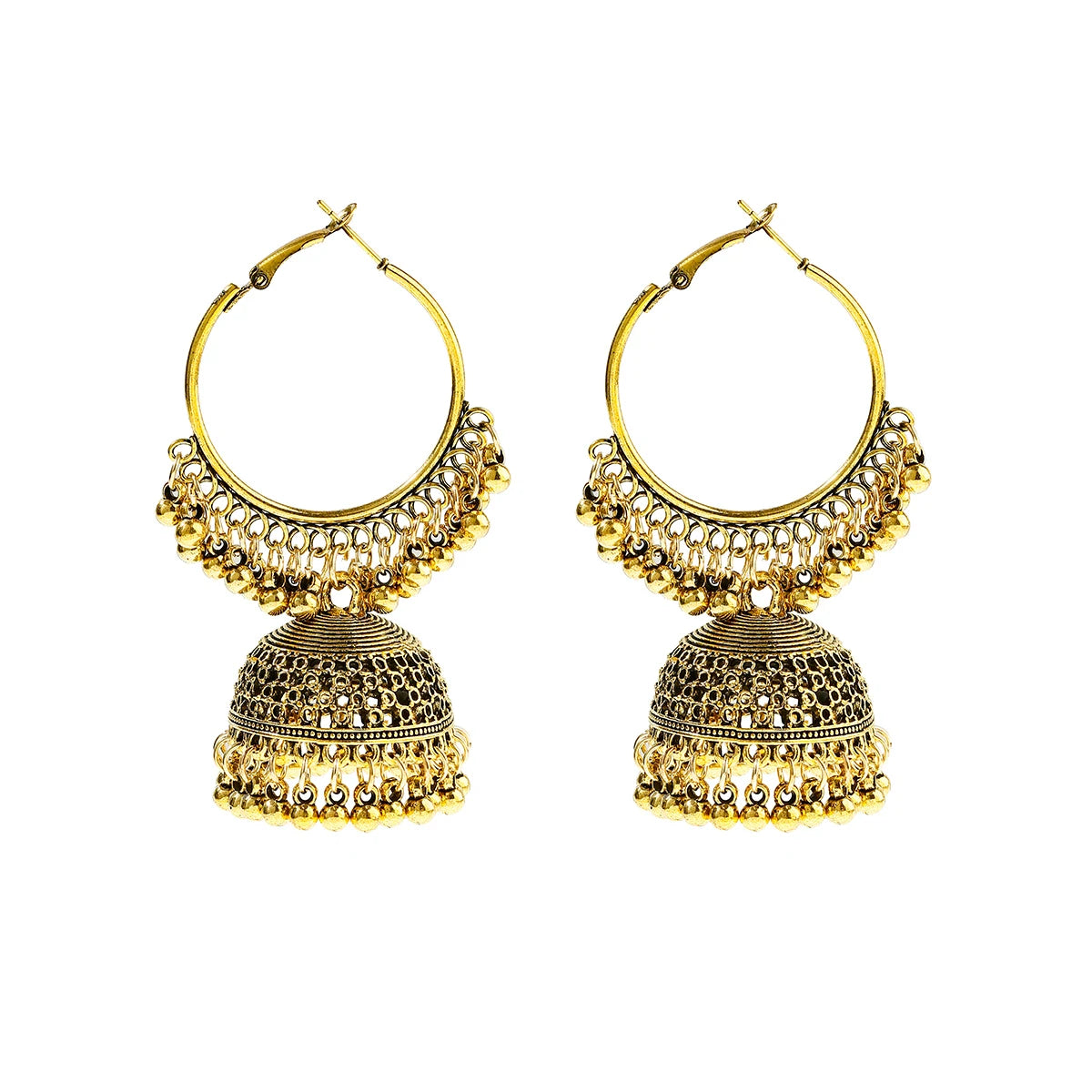 Women's Ethnic Big Round Bells Tassel Indian Jewelry Gypsy Earrings Pendientes Vintage Tribe Jhumka Earrings Jewelry