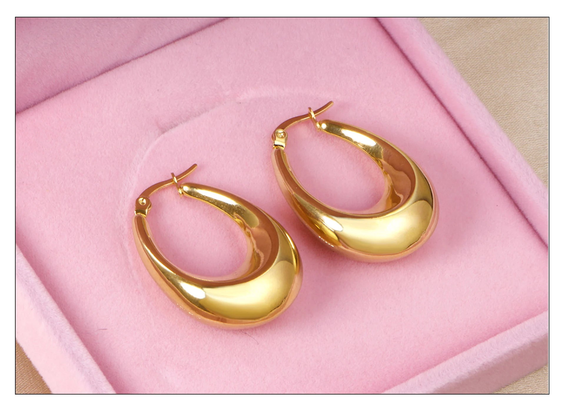 LUXUSTEEL Gothic Gold Color Oval Hoop Earrings For Women Stainless Steel Ear Jewelry Accessories Brinco Party Gift 10mm 13mm 20m