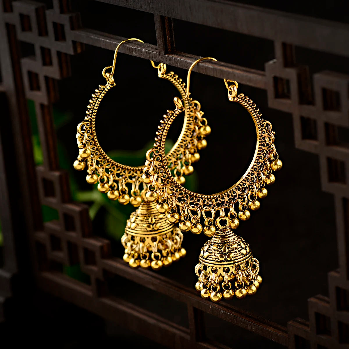 Women's Ethnic Big Round Bells Tassel Indian Jewelry Gypsy Earrings Pendientes Vintage Tribe Jhumka Earrings Jewelry
