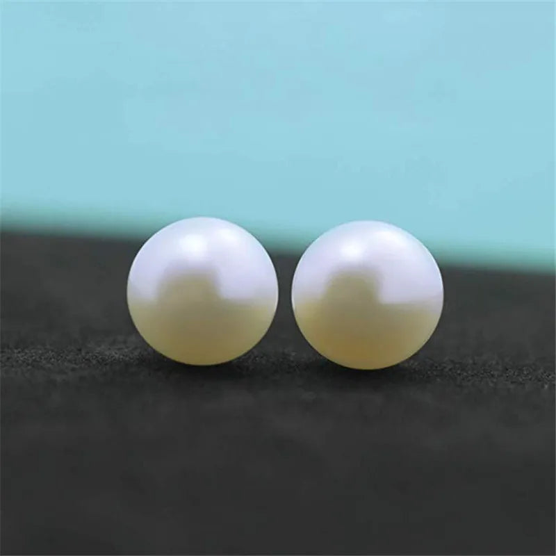 100% Natural Freshwater Pearl Stud Earrings Real 925 Sterling Sliver Earring Cultured White Pearl For Women Earring Jewelry