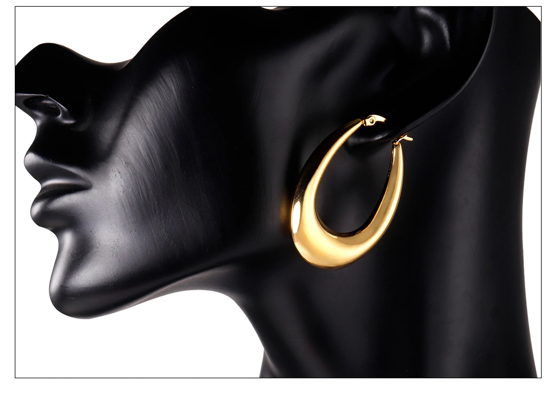 LUXUSTEEL Gothic Gold Color Oval Hoop Earrings For Women Stainless Steel Ear Jewelry Accessories Brinco Party Gift 10mm 13mm 20m