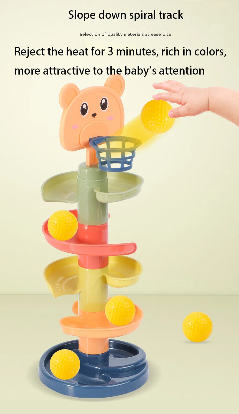 Baby Toys Rolling Ball Pile Tower Early Educational Toy For Babies Rotating Track Educational Baby Gift Stacking Toy For Kids