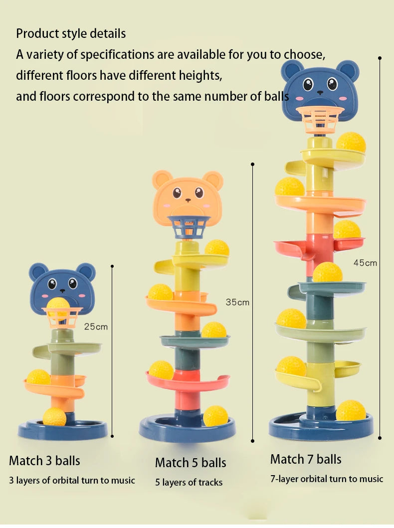Baby Toys Rolling Ball Pile Tower Early Educational Toy For Babies Rotating Track Educational Baby Gift Stacking Toy For Kids