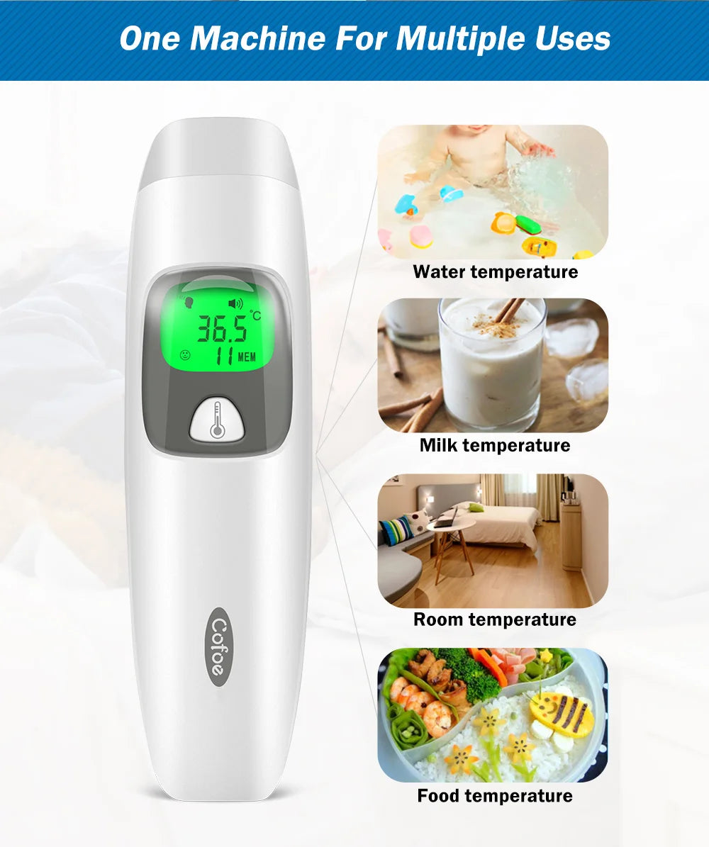 Cofoe Digital Forehead Thermometer Forehead Ear Non-Contact Medical Termometro Baby/Adult Temperature Measure  FASTSHIPPING