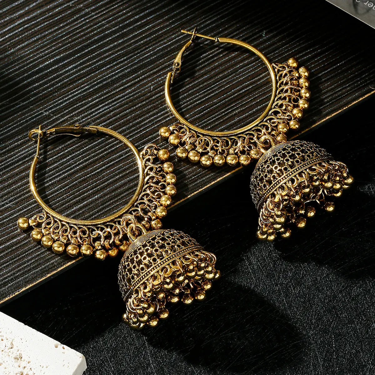 Women's Ethnic Big Round Bells Tassel Indian Jewelry Gypsy Earrings Pendientes Vintage Tribe Jhumka Earrings Jewelry