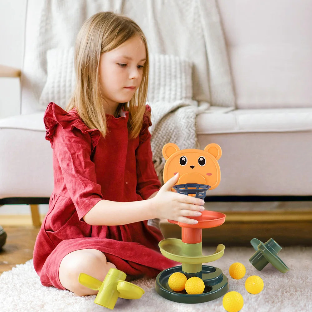 Baby Toys Rolling Ball Pile Tower Early Educational Toy For Babies Rotating Track Educational Baby Gift Stacking Toy For Kids