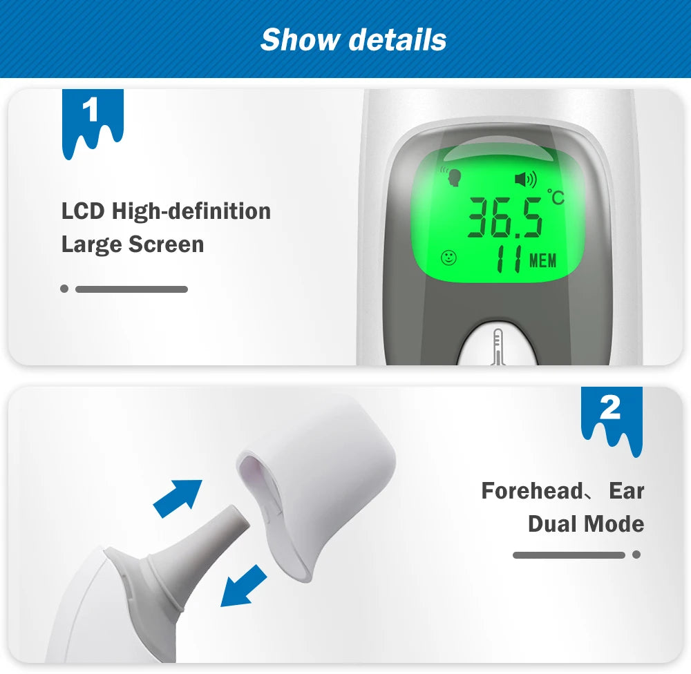 Cofoe Digital Forehead Thermometer Forehead Ear Non-Contact Medical Termometro Baby/Adult Temperature Measure  FASTSHIPPING