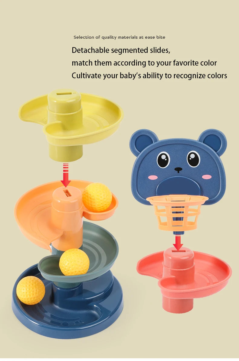 Baby Toys Rolling Ball Pile Tower Early Educational Toy For Babies Rotating Track Educational Baby Gift Stacking Toy For Kids
