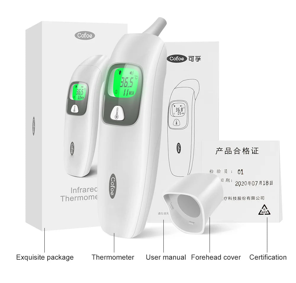 Cofoe Digital Forehead Thermometer Forehead Ear Non-Contact Medical Termometro Baby/Adult Temperature Measure  FASTSHIPPING