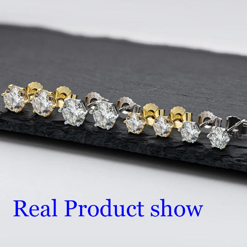 Premium 0.5-2ct Moissanite Diamond Stud Earrings for Women Orginal 925 Sterling Silver Screw Back Women Moissanite Earring 2025