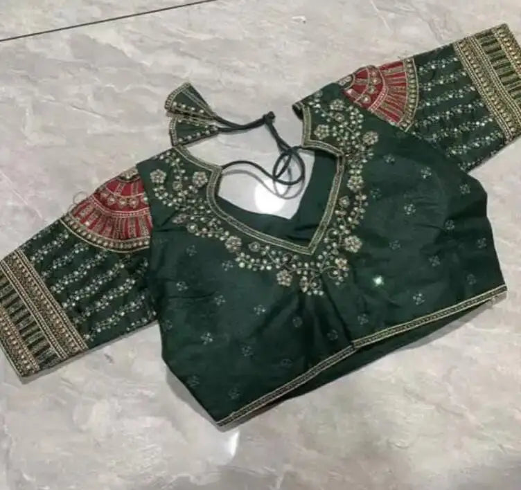 Traditional Indian Sari Top Women Shirt Summer Gold thread Embroidery Pakistan Summer Rhinestone