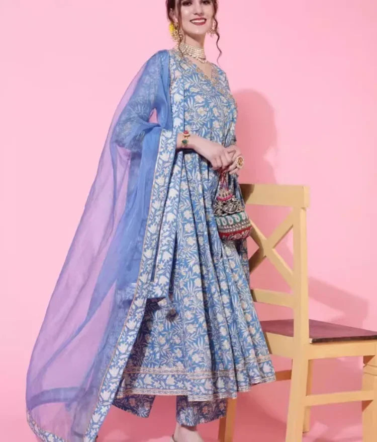 India Women's Clothing 3-piece Set Of Pure Cotton Printed Dresses