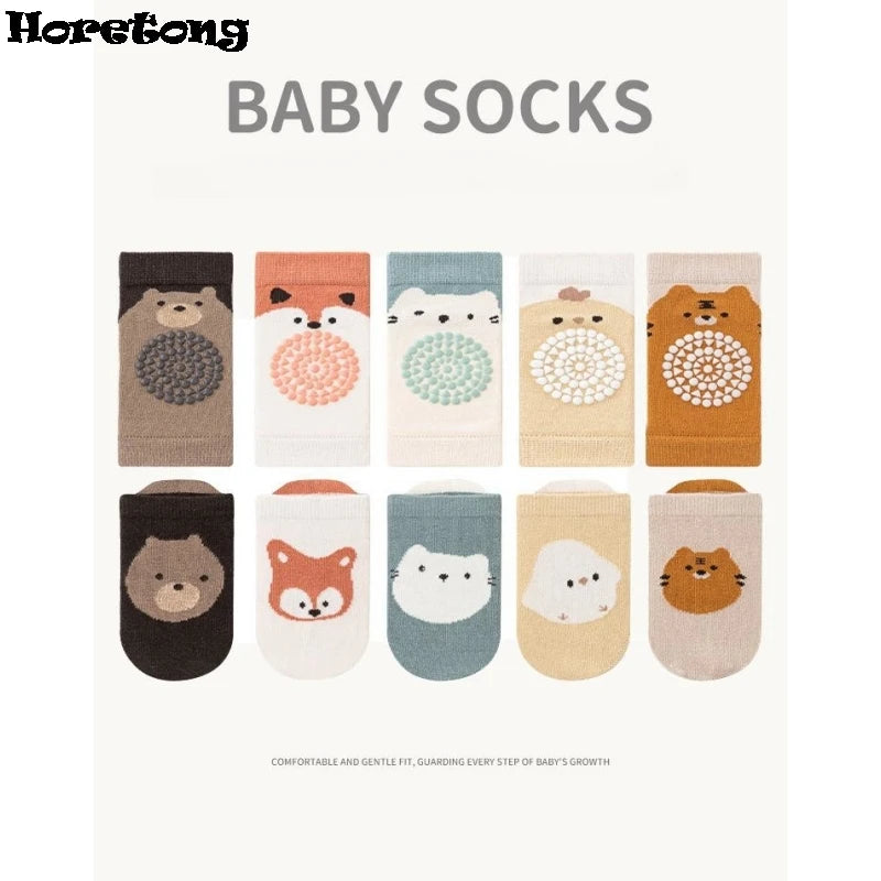 Baby Knee Pad And Floor Socks Set Non-slip Crawling Cushion Infants Toddlers Socks Protector Safety Kneepad 2-piece Set Girl Boy