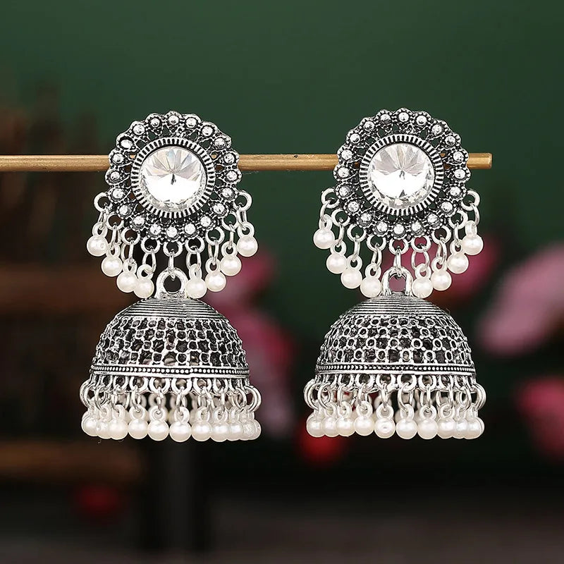 Vintage Fashion Vintage Ethnic Earrings For Women Bijoux Simulated Pearl Beads Tassel Stud Earrings Jewellery Women Accessories