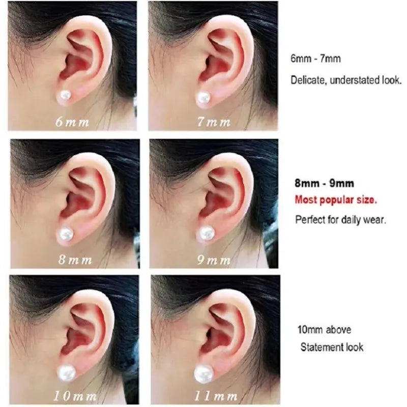 100% Natural Freshwater Pearl Stud Earrings Real 925 Sterling Sliver Earring Cultured White Pearl For Women Earring Jewelry