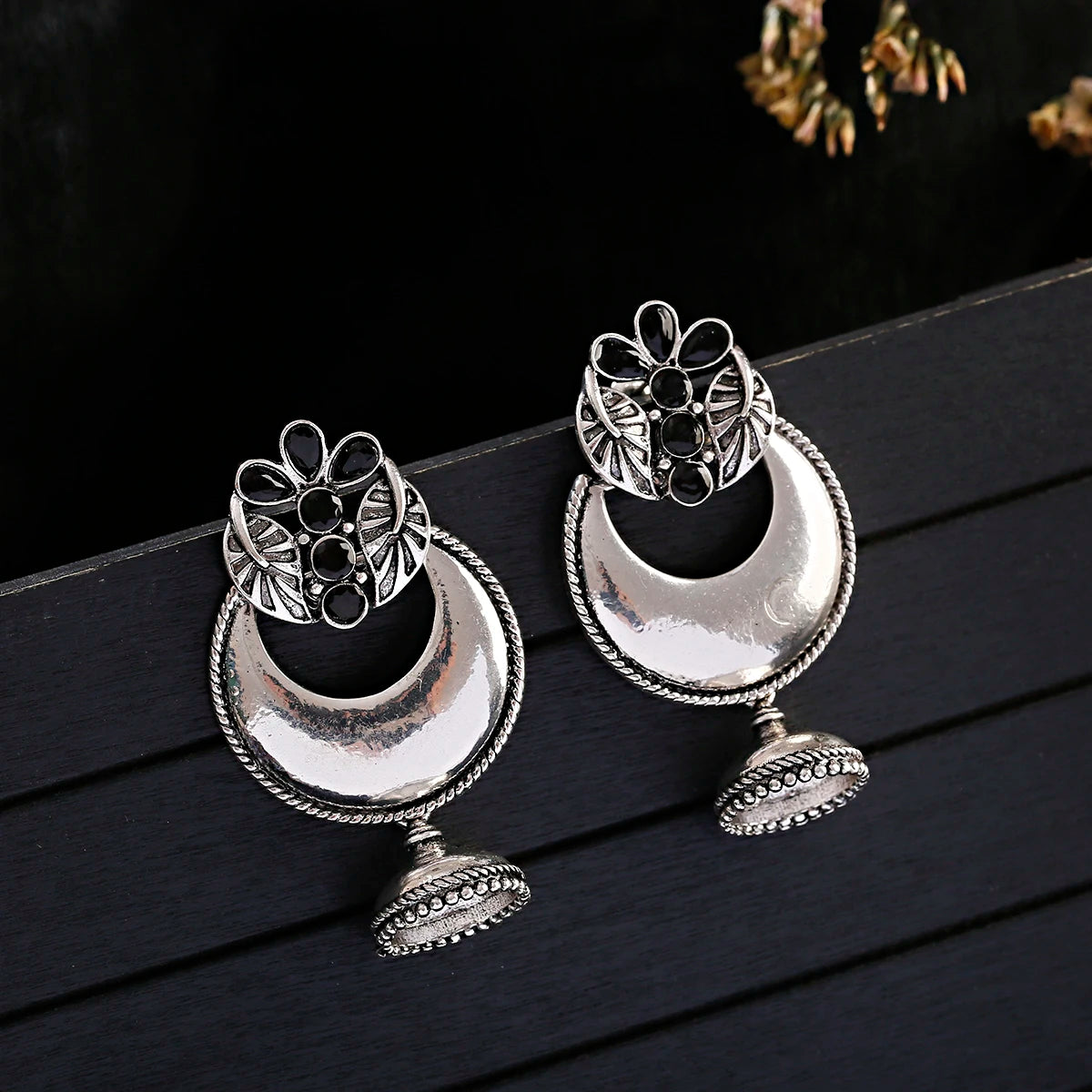 Retro Ethnic Silver Color Turkish Jhumka Earrings For Women Pendientes Pearl Tassel Classic Carved Indian Earrings Jewelry