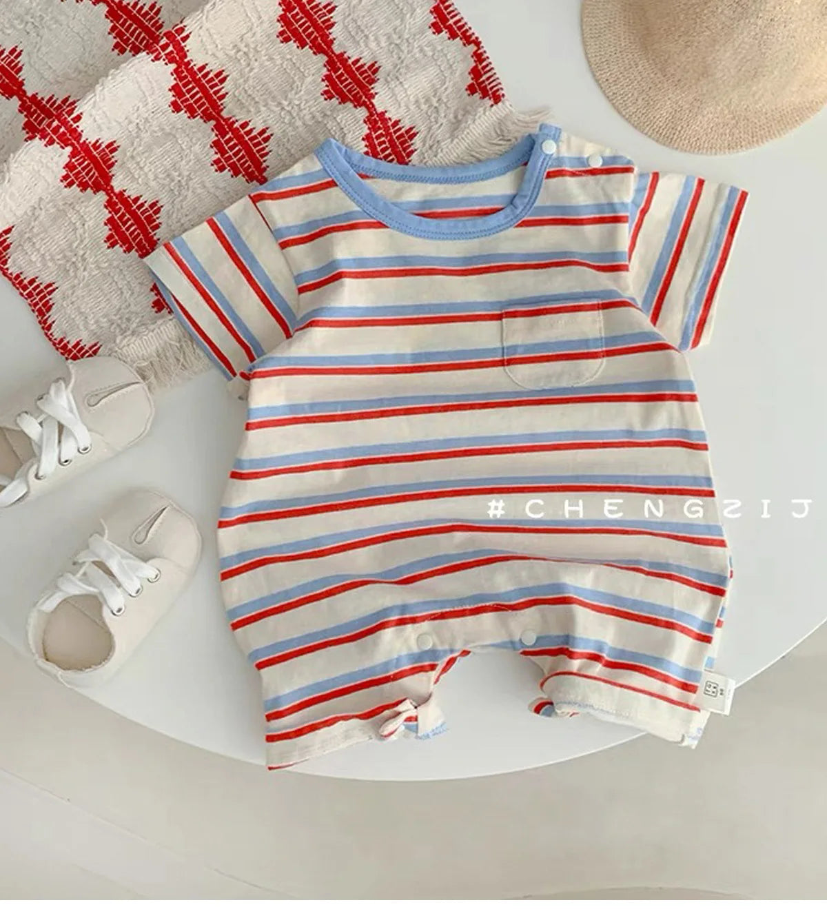 Summer New Baby Short Sleeve Striped Romper Newborn Toddler Cotton Casual Jumpsuit Infant Boy Girl Clothes 0-24 Months