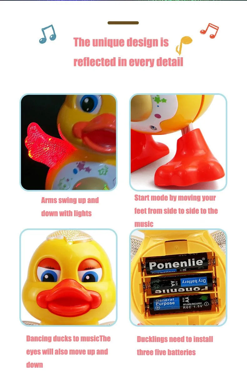 Electric Dancing Duck Toy Interactive Musical Animal with Flashing Lights Educational Gift for Kids