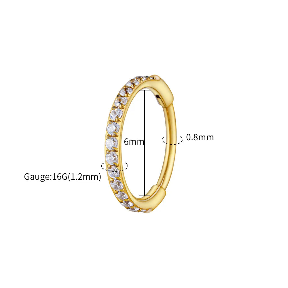 Right Grand ASTM F136 Titanium Slim Huggie Hoop Earring 16G CZ Cartilage Helix Earlobe Hinged Earring Piercing Body Jewelry