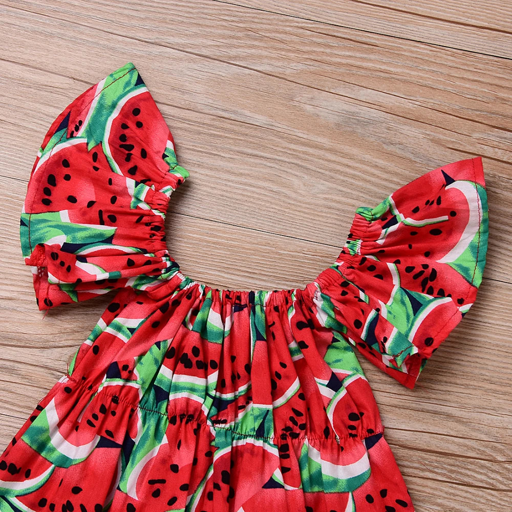 0-36months Newborn Girl Bodysuit Hairband Set Short Sleeve Watermelon Print Playsuits For Baby Girls Summer One_piece Rompers