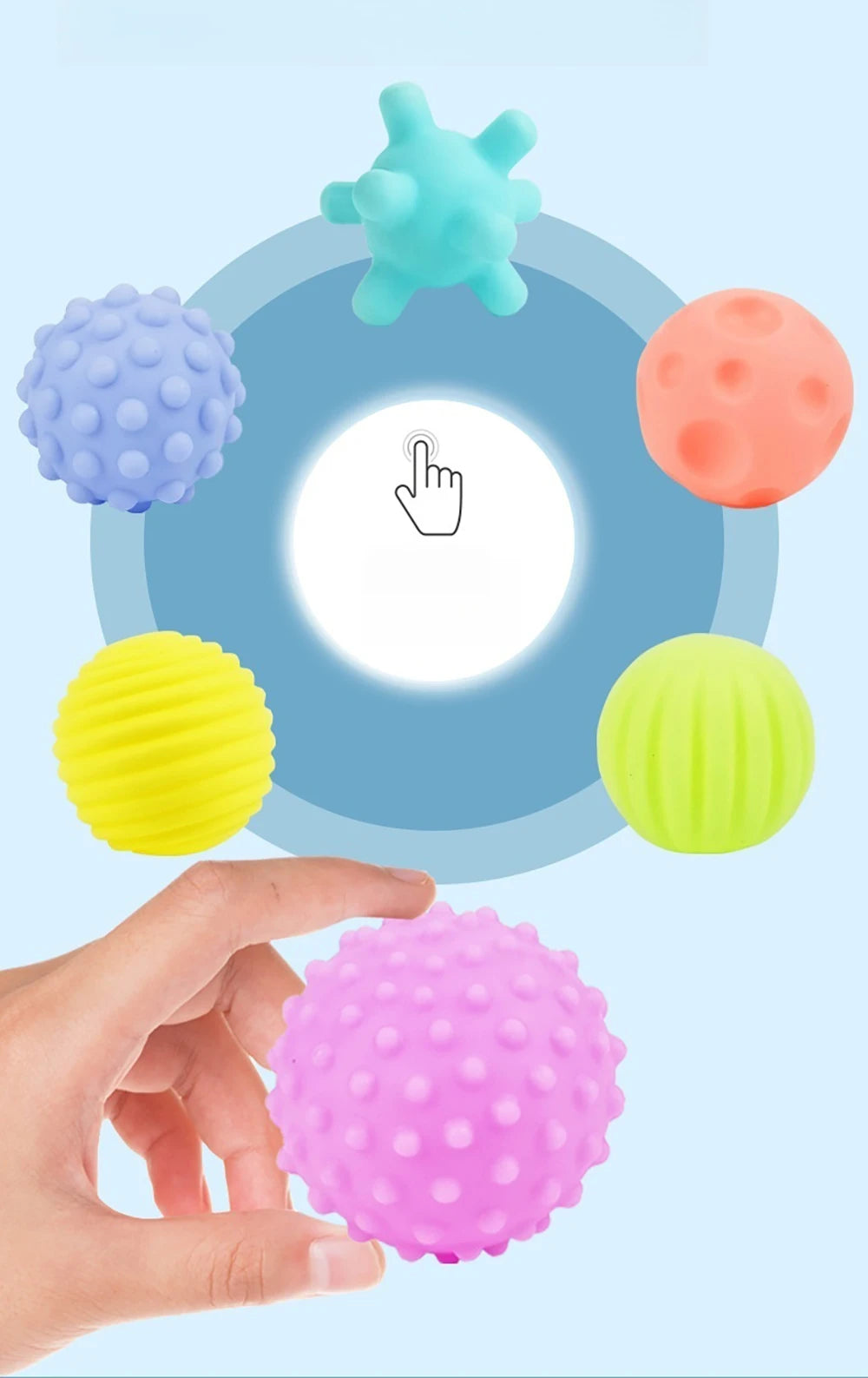 6Pcs Textured Multi Ball Set Develop Tactile Senses Toy Baby Touch Hand Ball Toys Training Ball Massage Soft Balls Kids Gifts