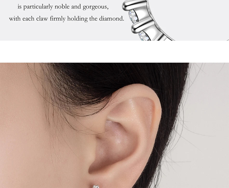 PERMANY 1CT Full Moissanite Earrings for Women S925 Pure Silver Laboratory Certified Cultivation Diamond Luxury Party Jewelry