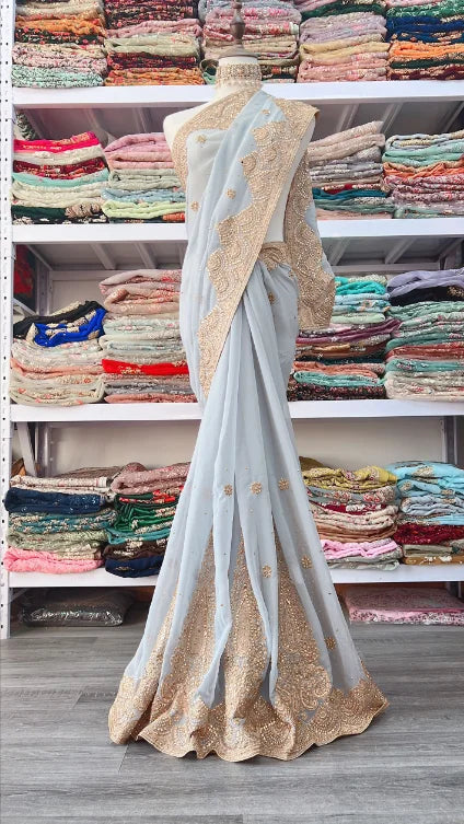 India Imports Nail Bead Sari Clothing Nepal 6-meter Large Sari
