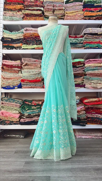India Imports Nail Bead Sari Clothing Nepal 6-meter Large Sari