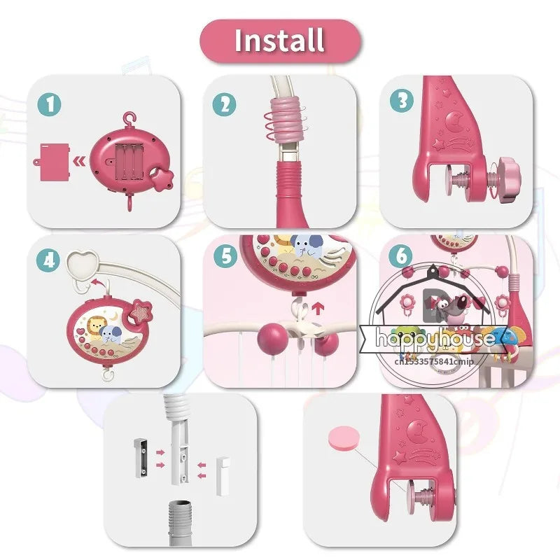 Baby Crib Mobile with Lights Music  Projection for Infants 0-6 Months Remote Control Crib Toys for Newborn Baby Mobile for Crib