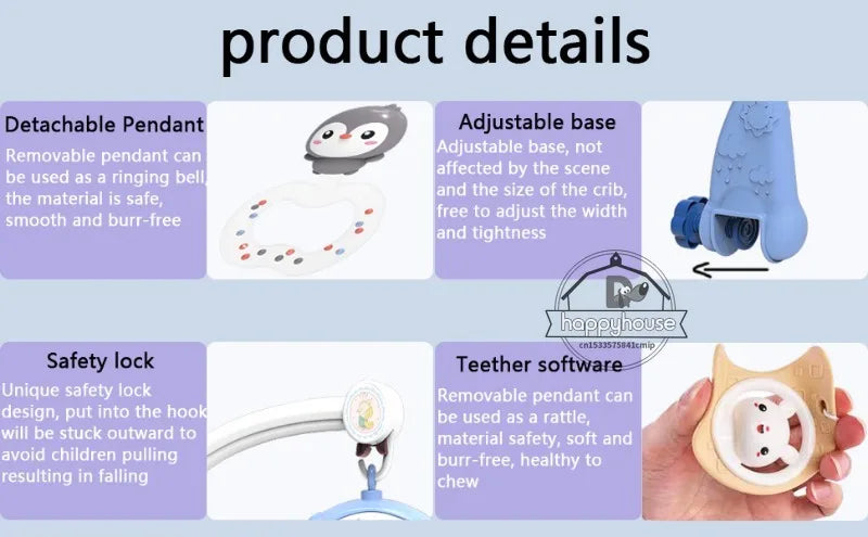 Baby Crib Mobile with Lights Music  Projection for Infants 0-6 Months Remote Control Crib Toys for Newborn Baby Mobile for Crib