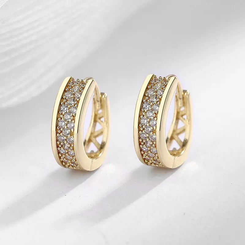 Hot Sale 925 Silver Women Hoop Earrings Luxury Sparkling Pave CZ U Shape Star Moon Fashion Earring For Girl