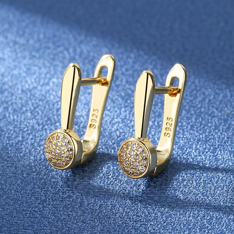 Hot Sale 925 Silver Women Hoop Earrings Luxury Sparkling Pave CZ U Shape Star Moon Fashion Earring For Girl