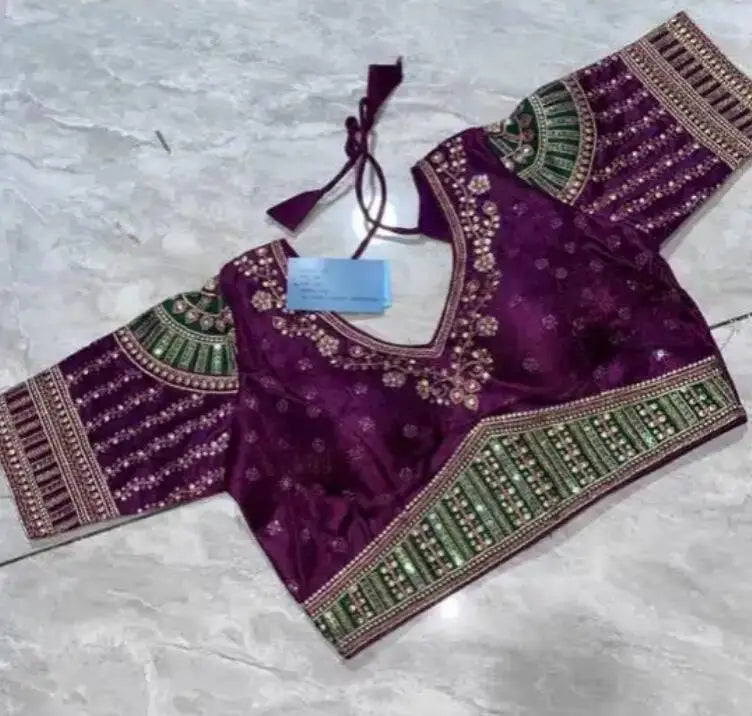 Traditional Indian Sari Top Women Shirt Summer Gold thread Embroidery Pakistan Summer Rhinestone