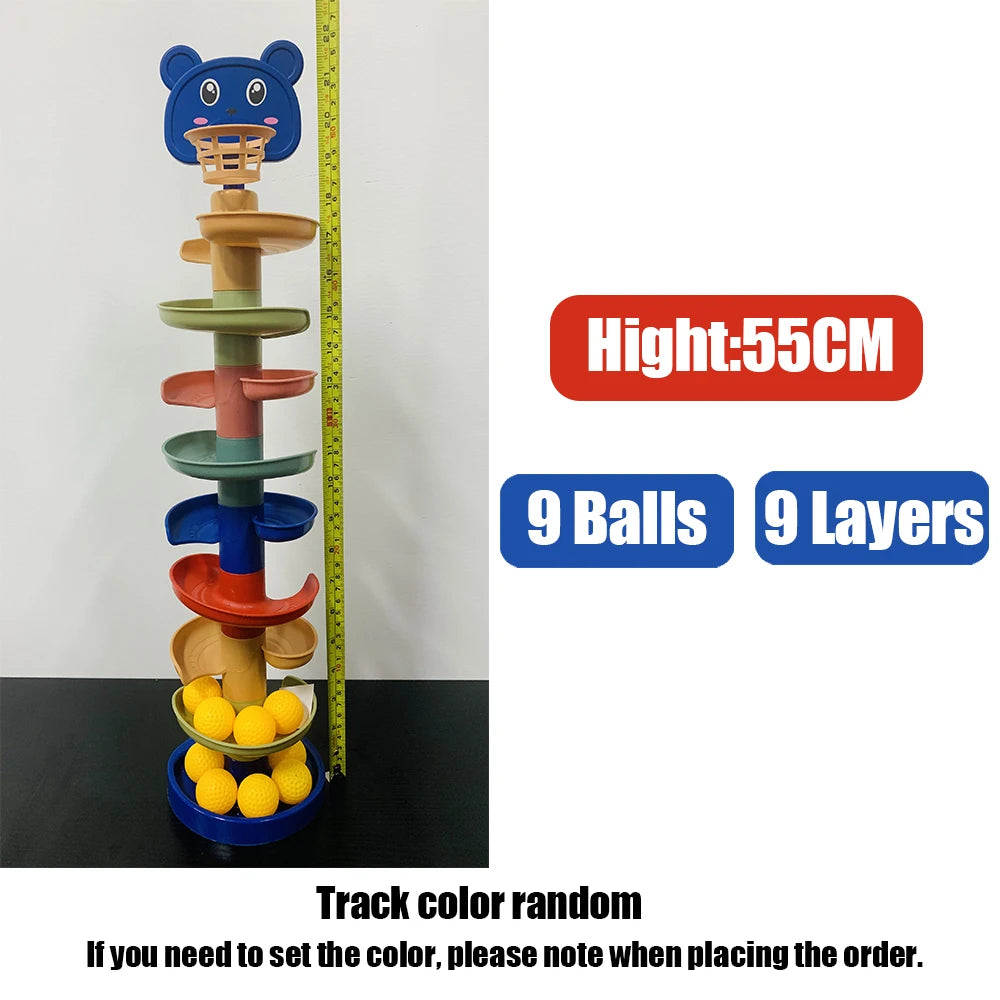 Baby Toys Rolling Ball Pile Tower Early Educational Toy For Babies Rotating Track Educational Baby Gift Stacking Toy For Kids