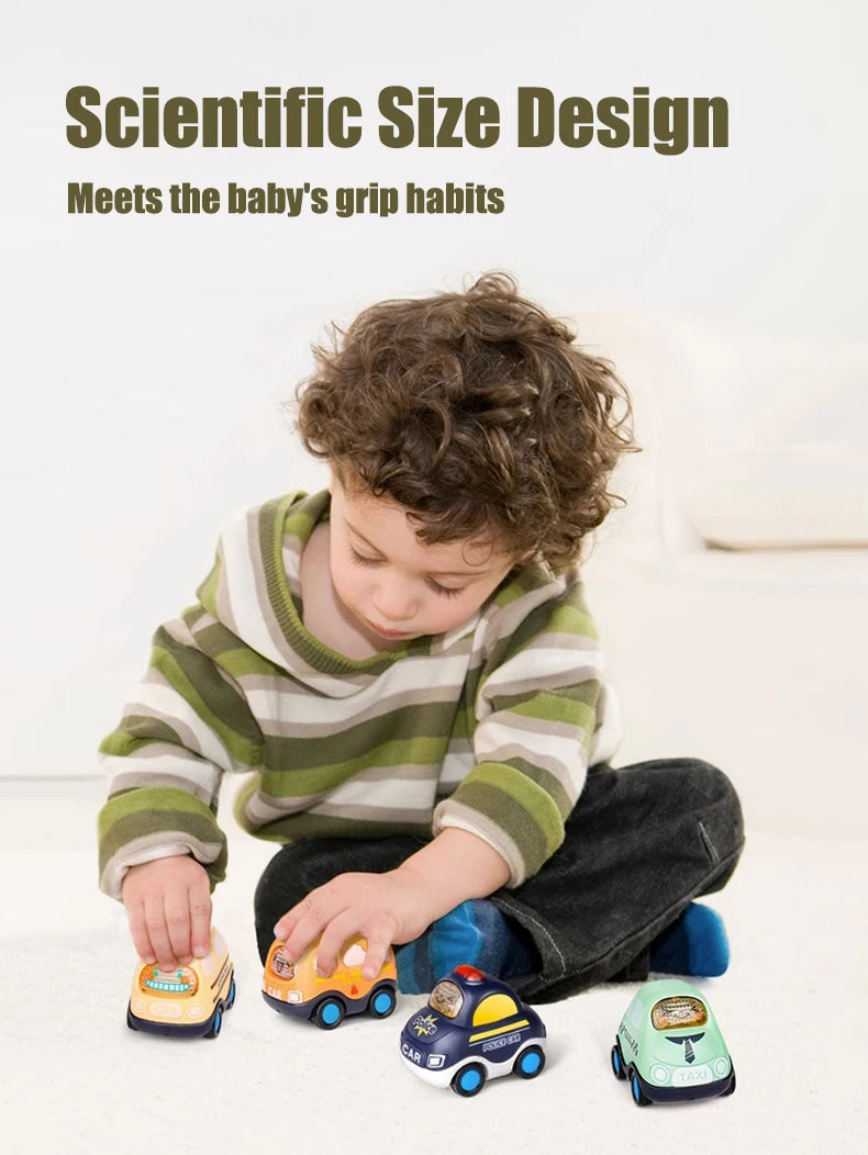 Children's Cartoon Press Gear Car Toy Lnertia Pull-back Transparent Car Baby Puzzle sliding Toy child Boy Girl 1-3 Year old Gift