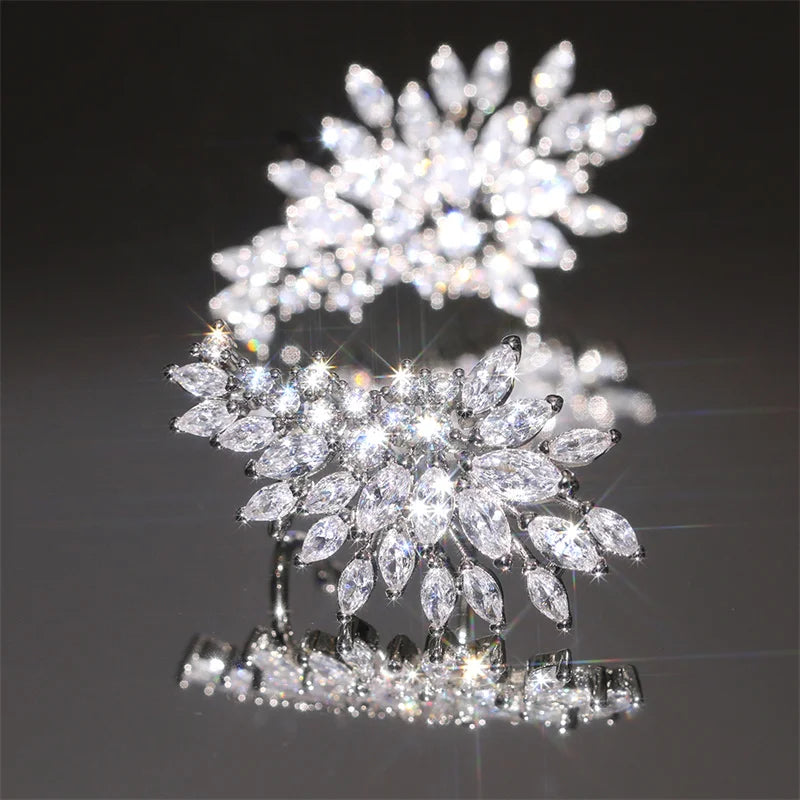 Huitan Gorgeous Women's Stud Earrings Full with Dazzling CZ Stone Sparkling Ear Piercing Earrings Party Jewelry Drop Shipping