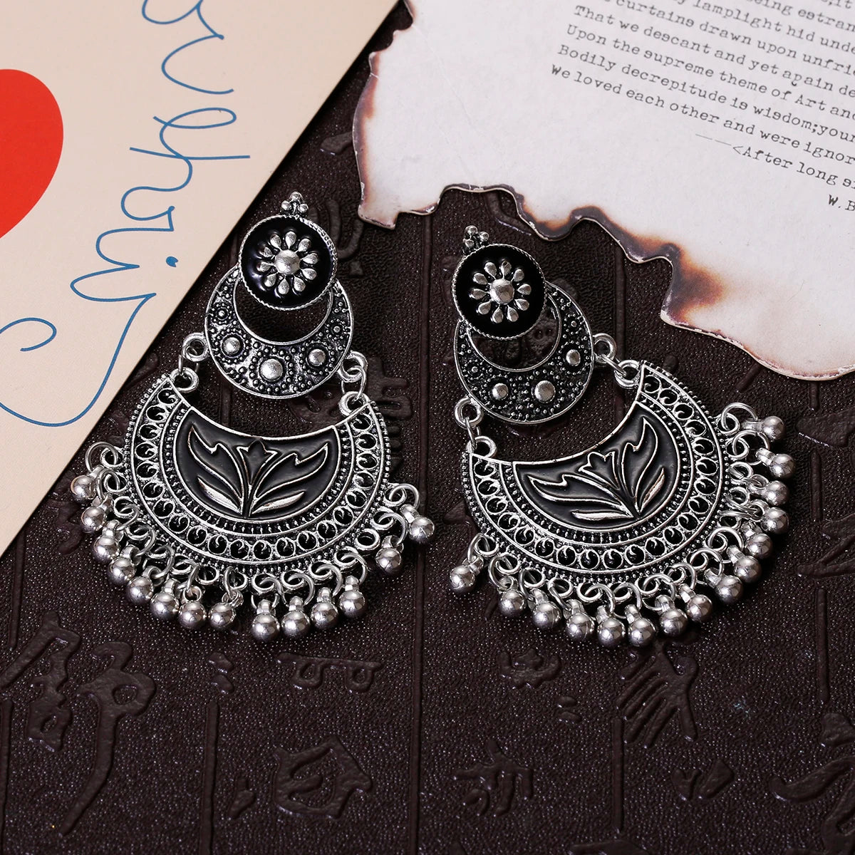 Retro Ethnic Silver Color Turkish Jhumka Earrings For Women Pendientes Pearl Tassel Classic Carved Indian Earrings Jewelry