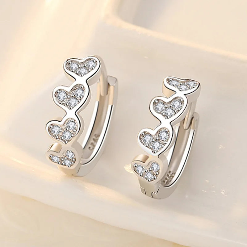 New 925 Sterling Silver Heart Hoop Earrings Stud Earrings Silver Women Star Butterfly Earrings for Women Jewelry Gift E523