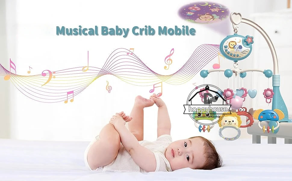 Baby Crib Mobile with Lights Music  Projection for Infants 0-6 Months Remote Control Crib Toys for Newborn Baby Mobile for Crib