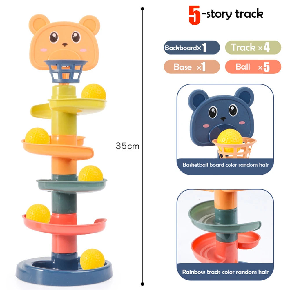 Baby Toys Rolling Ball Pile Tower Early Educational Toy For Babies Rotating Track Educational Baby Gift Stacking Toy For Kids