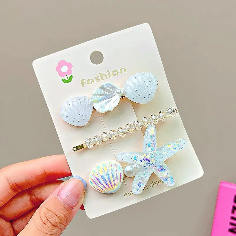 AWAYTR 2PCS Elegant Starfish Star Shell Hair Clips For Ladies Hairpins Summer Beach Holiday Party Barrettes Hair Accessories