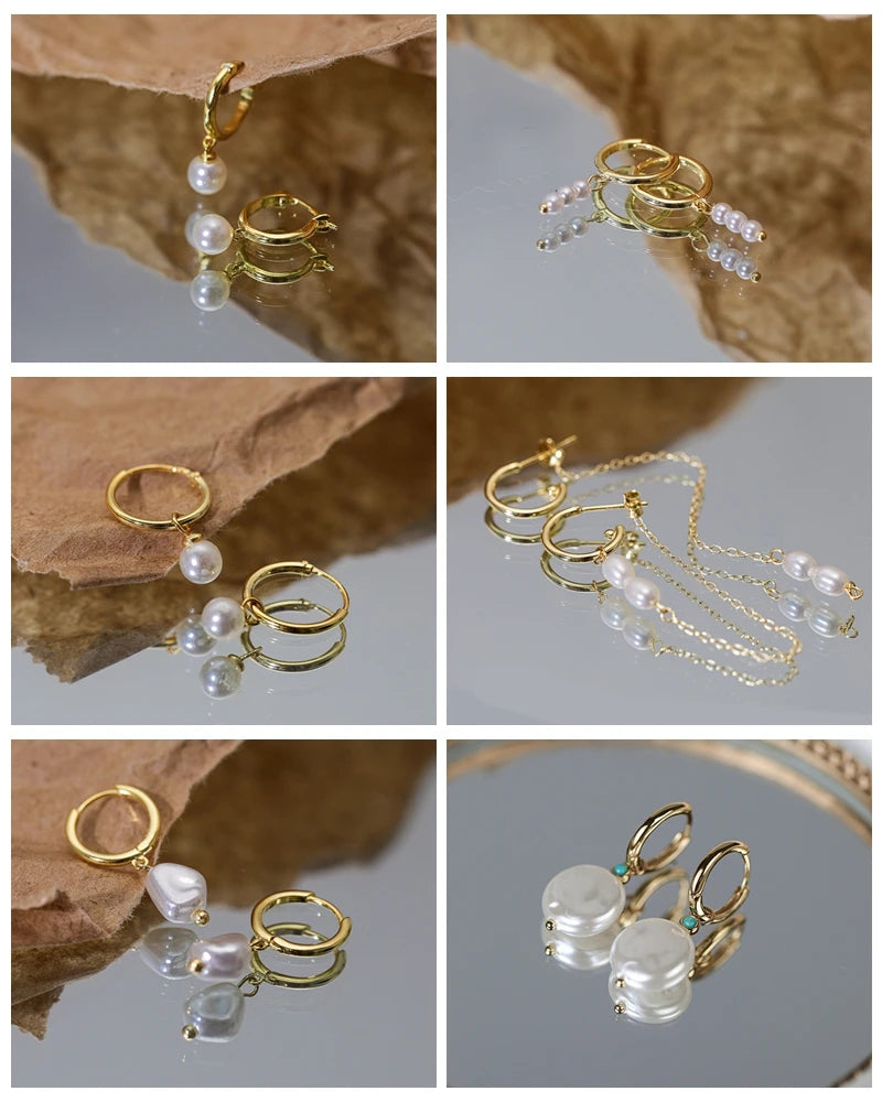 ROXI 925 Sterling Silver Pearls Earrings For Women Wedding Fine Jewelry Piercing Earrings Hoops Bohemia Pendientes Plata Earings