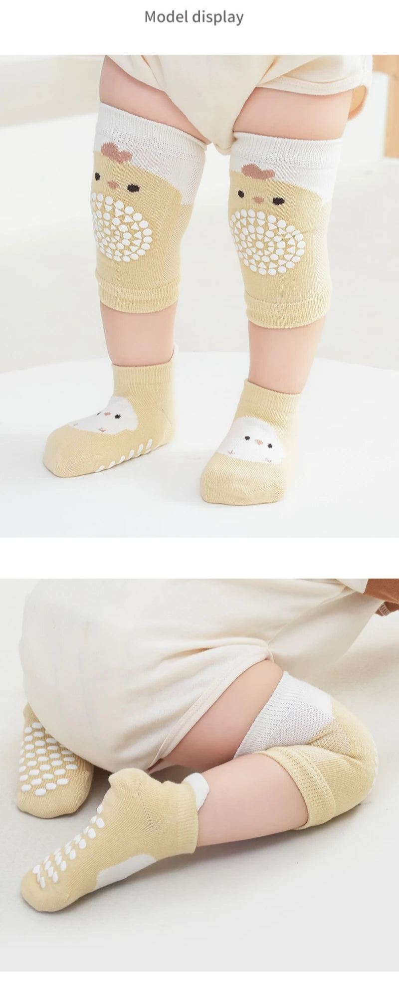 Baby Knee Pad And Floor Socks Set Non-slip Crawling Cushion Infants Toddlers Socks Protector Safety Kneepad 2-piece Set Girl Boy