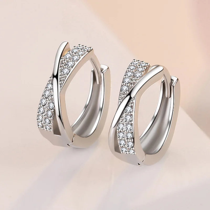 New 925 Sterling Silver Heart Hoop Earrings Stud Earrings Silver Women Star Butterfly Earrings for Women Jewelry Gift E523